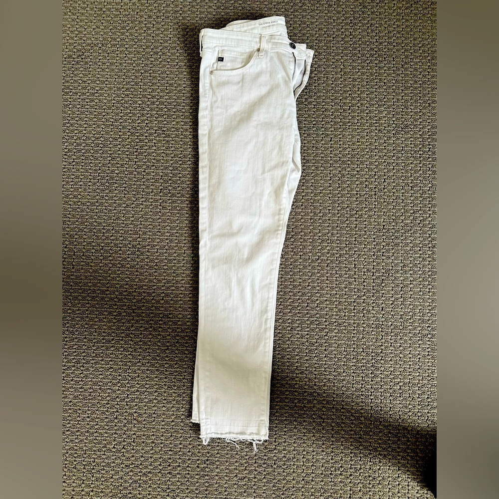 Ag white, slim straight ankle jeans